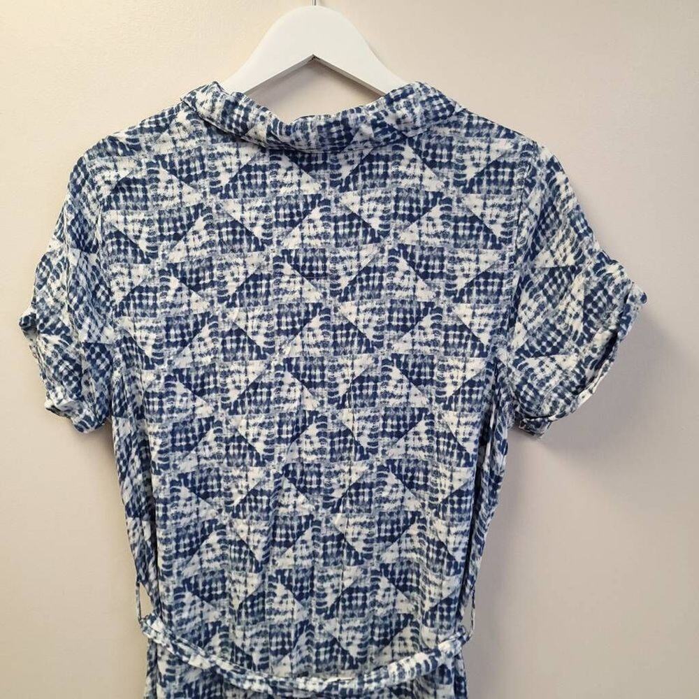 Sonoma Dress Size M Button Down Womens Short Sleeve Knit Collar Blue Summer​ - Picture 9 of 9